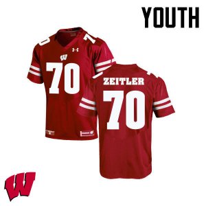Youth Wisconsin Badgers NCAA #70 Kevin Zeitler Red Authentic Under Armour Stitched College Football Jersey JZ31W31WN